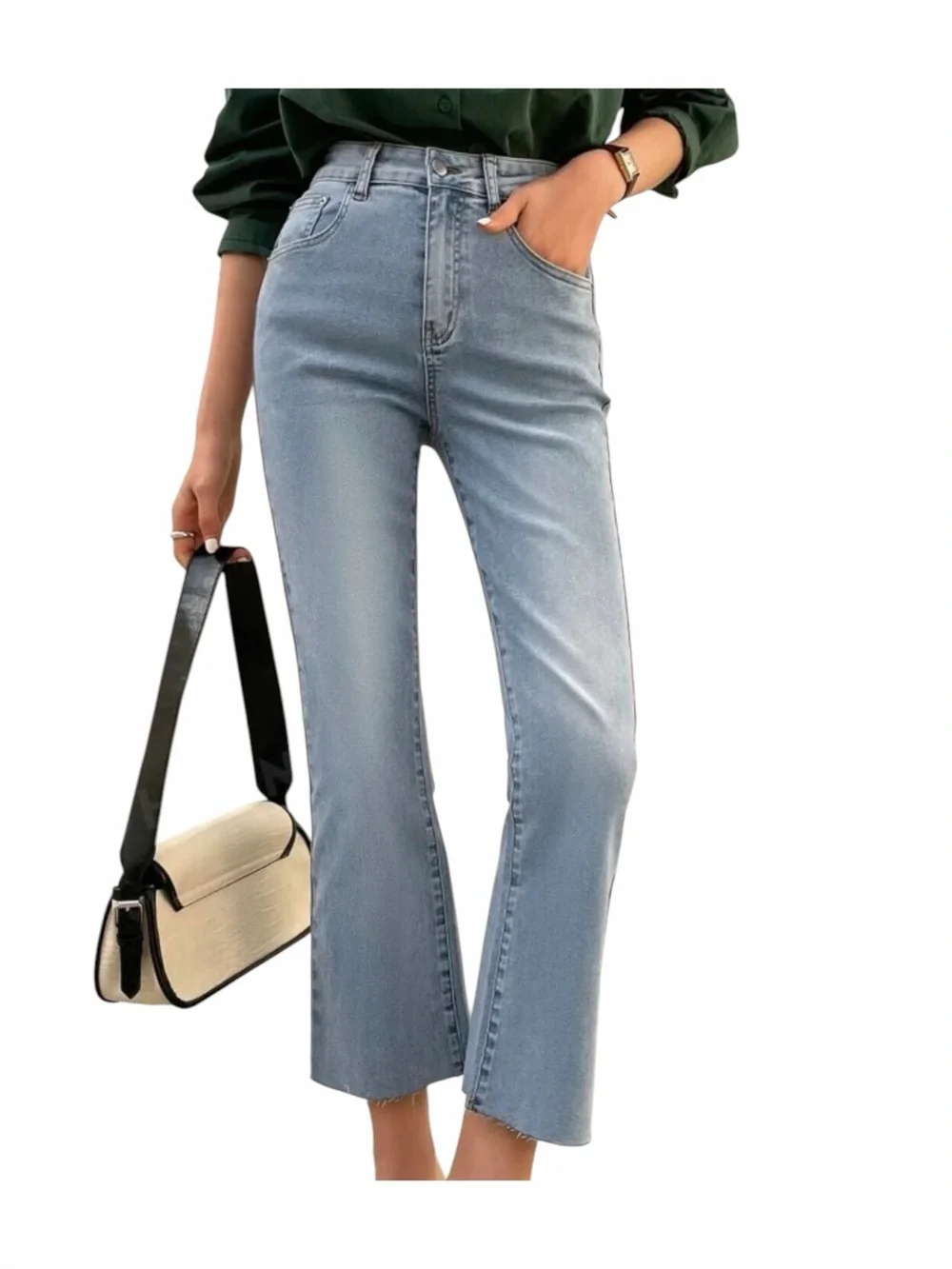 High-Rise Kick Cropped Jeans EUC